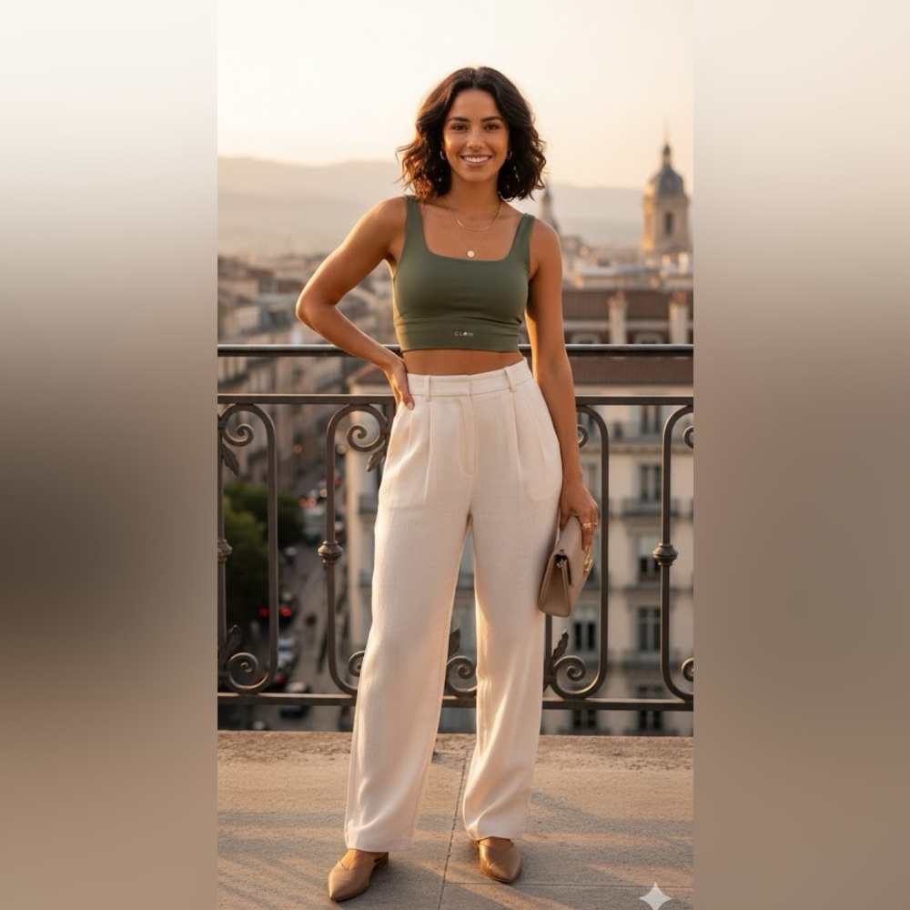 Glow Sport Bra Military Green Size Small Activewear Tank Cropped Top Gym Yoga